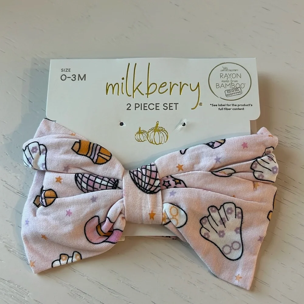 🎃 Milkberry Baby Girl Bamboo Ruffle Footie Headband Cowgirl 0-3 3-6 6-9 months - Picture 3 of 6